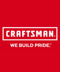 Brand logo with text 'CRAFTSMAN' and slogan 'WE BUILD PRIDE' in red and white.