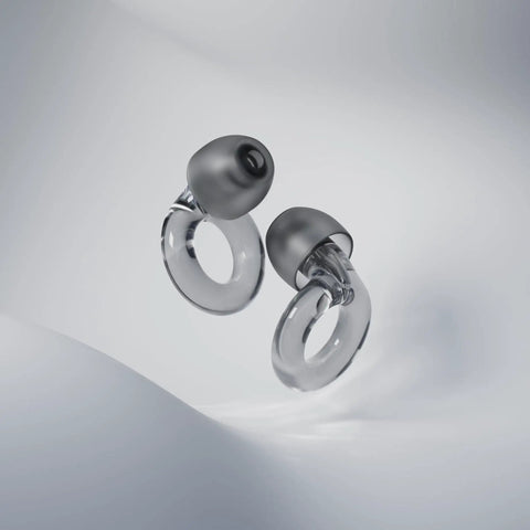 Engage 2 Ear Plugs For Everyday Noise Relief With Clear Speech At Social Gatherings, work calls, and noise sensitivity, shown floating