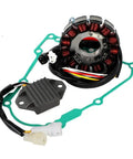 Heavy Duty 12 Volt Stator Coil Kit Slaps On 4HP To 25HP Outboard Engines Handles Kill Trims Ignition Commands No Relays Needed Smooth Wiring Setup For Marine Tiller Remotes Plug In Install Fits Outboard Rigs Keeps Boat Stays Tight All Year. Marine stator coil kit with wiring harness, rectifier and gasket on white background