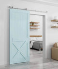 6Ft Top Mount Sliding Barn Door Hardware Kit With Stainless Steel Track And Rollers Heavy Duty Sturdy Barn Door Hardware Set for Single Door installed in modern interior
