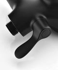 Close-up of valve handle from All In One Matte Black Shower Faucet Set With Rainfall Head, Pressure Balance Valve, Rough In Trim Kit