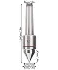 Front view of lathe live center MT4 Morse taper, heavy-duty revolving center in high-carbon steel