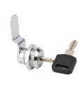 Multipurpose Iron Cam Lock For Metal Cabinets, File Drawers, And Lockers With Silver Finish Replacement Hardware with key inserted