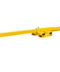 Heavy Duty Bidirectional Forklift Telescopic Boom And Adjustable Mobile Crane Hoist Built Tough From Strong Carbon Steel, yellow with hooks.