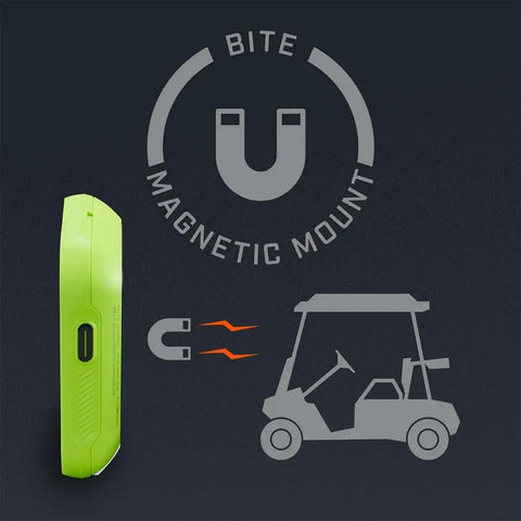 Phantom 3 Slope GPS Golf Rangefinder With Dope Slope Technology showcasing magnetic cart mount feature, green body