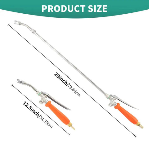 Heavy Duty 29 Inch Metal Replacement Sprayer Wand with Adjustable Nozzle and Shut Off Valve, product size diagram