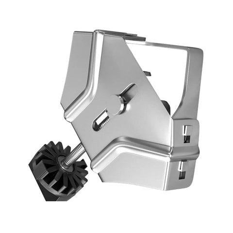 Heavy Duty 90 Degree Corner Clamp With Super Sturdy Grip For Woodworking Welding And Framing Jobs One Hand Operation Stainless Steel Workhorse close-up view with screw detail.