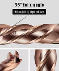 Close-up of Beefy 5 Pack HRC55 Carbide Square End Mills with 5 sixteenth inch shank, showing 35° helix and cutting flutes.