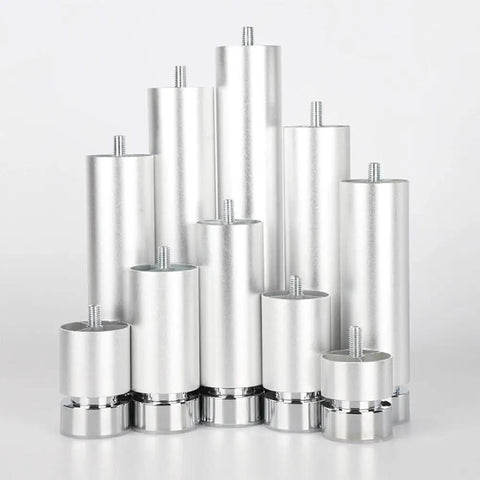 Adjustable Aluminum Furniture Legs M10 1.5mm Threaded Metal Feet For Sofa Couch Table Desk Bed Washing Machine Stand 6 Pack Silver 2 Inch Heavy Duty Reinforced Screw Anti Slip Pad