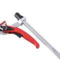 Ratcheting Table Clamp For Woodworking, 20mm Dog Hole Bench Dog Clamp with red handle and alloy steel, MFT Style Workbench Clamp