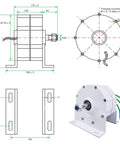 Rock Solid Wind Turbine Generator Delivering 5000W To 10000W Output, Three Phase Permanent Magnet Alternator detailed dimensions.