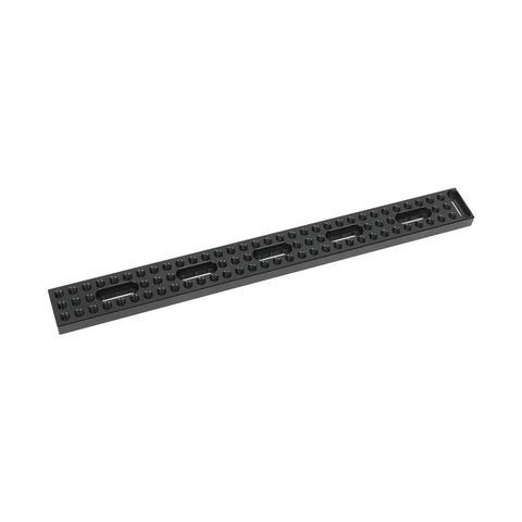 Top Shelf 12 Inch Long Cheese Mounting Plate Featuring Heavy Duty Aluminum Body And Built In Quarter Twenty Screws viewed from above.