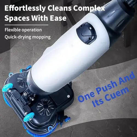 Lightweight 17 Inch Industrial Grade Commercial Floor Polisher With 240 RPM Buffer Dual Brush Heads 3 Gallon Tank And 13000 Sq Ft Per Hour Coverage For Offices Warehouses And Retail Stores Featuring A 360 Degree Rotating Head, focusing on dual brush heads.