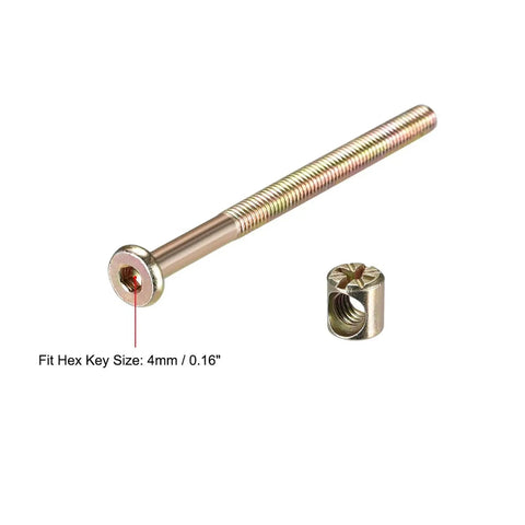 M6 Hex Socket Head Cap Screws And Barrel Nuts Set For Wood Furniture Assembly Zinc Plated Carbon Steel 70 To 110 Millimeter Length Includes Bolts And Nuts