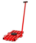Heavy Duty Machinery Mover Skate With Handle, 18 Ton Load Capacity Industrial Dolly in red with rolling wheels.