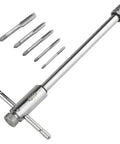 Adjustable Ratchet Tap Wrench Kit 248mm T Handle Holder Reversible Bothway Tool With 5 Titanium Coated Taps M3 M4 M5 M6 M8
