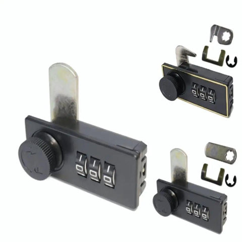 Keep Your Gear Locked Tight With This Keyless Mechanical Combination Lock For Cabinets And Drawers Featuring A Smooth Turntable Code Dial And Straight Hook For Hassle Free Secure Storage, showing the lock design and components.