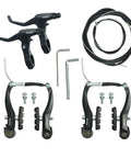 Universal Bike Brakes Set Front And Rear For Mountain And Road Bikes With V Brakes Inner And Outer Cables Levers And Wrench Kit Black