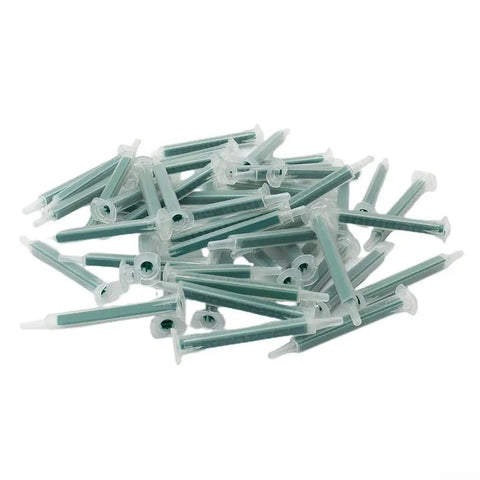 50 Pack 2K Mixing Tips 83mm Static Nozzles for Two Component Epoxies and Resins, Bubble Free Blend, Go-To 5.3mm Inner Diameter and 7.6mm Outer Diameter, Built For Strong Adhesive Bonding, green static mixer tips