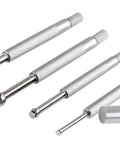 Four-piece ball-type small hole gauge set with knurled steel handles (angled front view)
