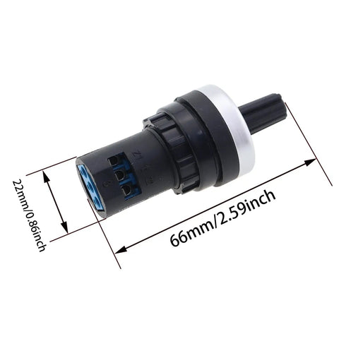 10K Panel Mount Potentiometer Dual Pack For Easy Speed Control And Inverter Applications Variable Frequency Drive Potentiometer 22mm Mount 10V Rating Includes Two Rotary Potentiometers with dimensions labeled 22mm x 66mm