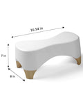 Squat Toilet Stool For Adults And Kids, 7 Inch Tall, Non Slip Poop Stool With 550 Lbs Capacity, White And Bamboo Color, side view