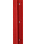 Red aluminum T-track 45 type miter for router table, 200mm length, shown vertically with screw holes visible.