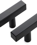 Close-up of 10 Pack Black Square Bar Cabinet Knobs 2 Inch Matte Black Single Hole Kitchen Cabinet Pulls Durable Stainless Steel Hardware