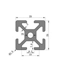 Workhorse 2525 Aluminum Extrusion Two Pack Anodized T Slot V Groove profile drawing with dimensions for CNC router use.