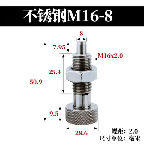 Heavy Duty Indexing Plungers And Locking Spring Screws Available In M6 M8 M10 M12 M16 Sizes Built Different For Zero Threading Hassles, M16 size with a metal grip.