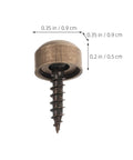 Top Shelf Copper Self Tapping Screws With Decorative Caps For Mirror And Wood Fastening Rust Resistant Hardware Kit showing detailed size measurements.