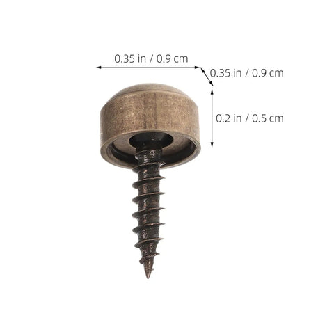 Top Shelf Copper Self Tapping Screws With Decorative Caps For Mirror And Wood Fastening Rust Resistant Hardware Kit showing detailed size measurements.
