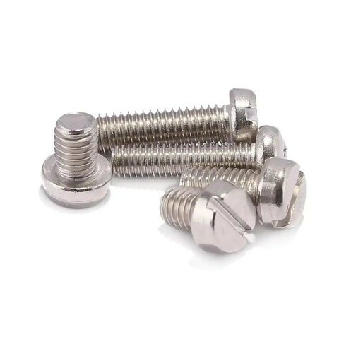 Rock Solid 304 Stainless Steel Slotted Cheese Head Machine Screws M3 M4 M5 M6 Threads Offering No Sweat Rust Protection, close-up view.