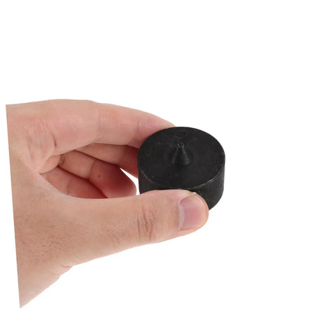 Premium Heavy Duty Machine Shaft End Protectors For Grip O Matic Pullers, black metal protector held in hand.