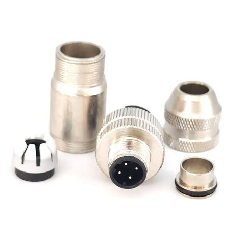 M12 D Code 4 Pin Male Connector With Rugged Shielded Metal Shell Circular Field Assembly IP67 Straight Adapter for PG7 PG9