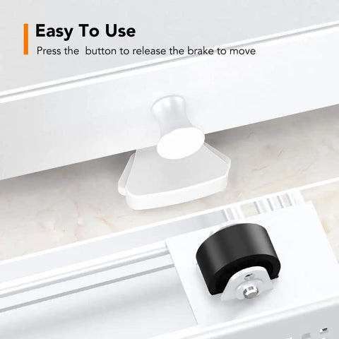 Close-up of handle and wheel on K Cup Holder Sliding Tray With Smooth Glide Pull Out Coffee Pod Organizer Rolling Storage Drawer