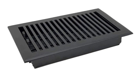 Dope Cast Aluminum Contemporary Black Vent Cover 4x14 for floor or wall registers with adjustable dampers, sleek design