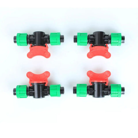 Irrigation In Line Barbed Shut Off Valve With Locking Fitting For Half Inch Drip Tape Tubing Sprinkler System Includes 4 Pack