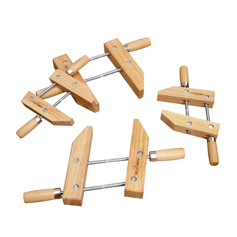 8 Inch Wooden Handscrew Clamp Set For Woodworking Heavy Duty Hand Screw Clamps Acme Thread Technology Quick Secure Grip Stainless Spindle Durable Construction Great For Finishing Work 2 Pack, 2 wooden clamps
