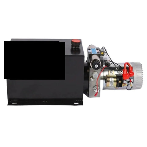 Heavy Duty 4000W 10 Liter Double Acting Hydraulic Pump Power Unit Pack for Dump Trailers, side view with motor and tank.