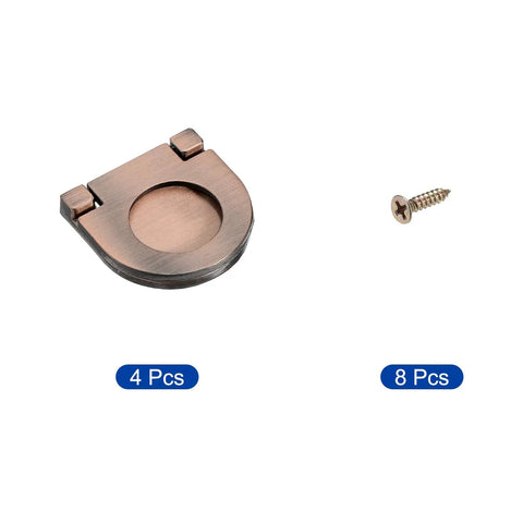 Set Of 4 Flush Pull Handles Hidden Recessed Cabinet Door Pull Rings With Screws 1.38 Inch Copper Zinc Alloy For Drawers Cupboards Dresser Modern Hardware Upgrade