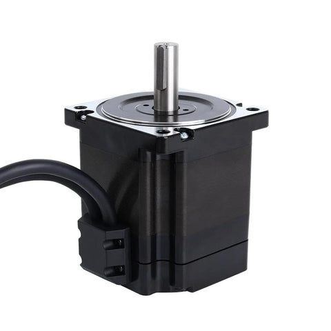 Closed-loop NEMA 34 stepper motor with black housing and silver shaft, single unit