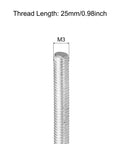 30 Pack Fully Threaded Rods M3 X 25mm 0.5mm Pitch 304 Stainless Steel Right Hand Threaded Rods Bar Studs for Fastening DIY Projects