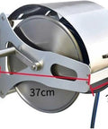 Heavy Duty Stainless Steel Garden Hose Reel Hella Smooth Retract Cart Plus Thirty Meter No Kink Water Hose, close-up with dimensions.