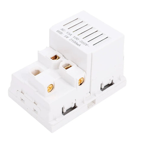 White 15A Duplex Electrical Receptacle Outlet With Wall Plate And Dual USB Charging Ports Solid As A Rock Polycarbonate Frame