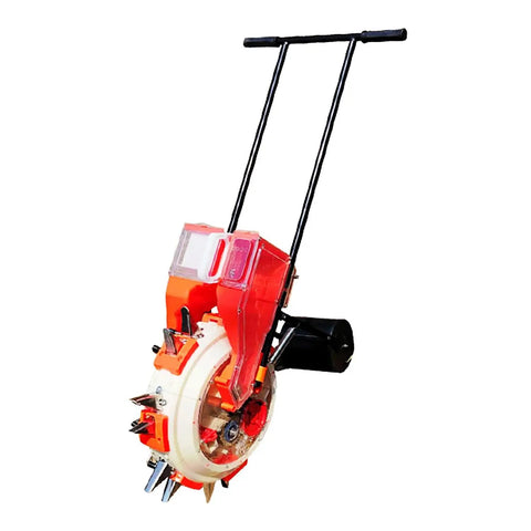 Portable Manual Seeder Hand Push Garden Seeder Seed Spreader Roller For Sowing And Fertilizing Row Planter Machine with dual hoppers