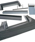 High Grade Tile Roof Skylight Flashing Kit Fits Models 4622 4630 4646 components shown including adhesive underlayment and gray gaskets.