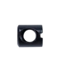 Close-up of a single black M6 barrel nut from 20 Pcs M6 Barrel Nuts Cross Dowels Slotted Nuts Replacement Hardware Kit for cribs and flat furniture.
