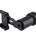 Rifle Scope Smartphone Adapter for Hunting and Birding - Quick Lock System, All-Aluminum Frame, side view of black adapter