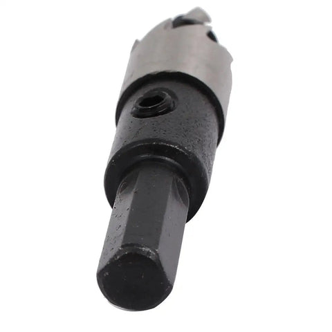 Close-up of 13mm Hole Saw Kit With 68mm Overall Length Pro Grade HSS Cutter, solid black finish, hex wrench included in set